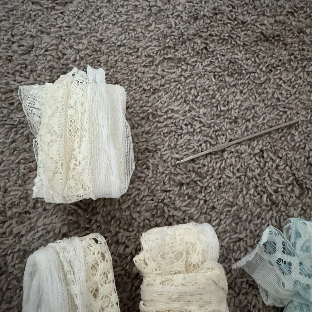 VTG Lace Trim Sewing Lot White Ivory Crochet Cotton Eyelet Ribbon Ribbon Crochet